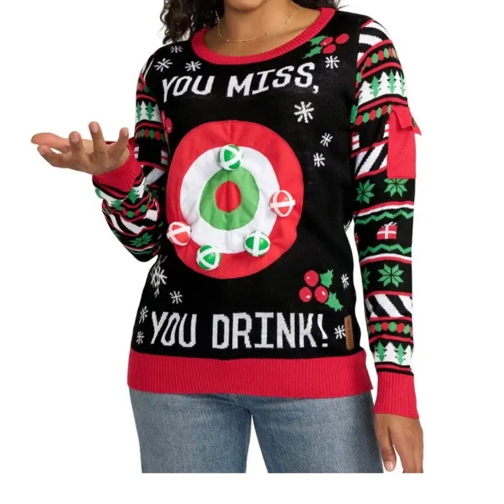 Tipsy Elves Black and Red Target Sweater